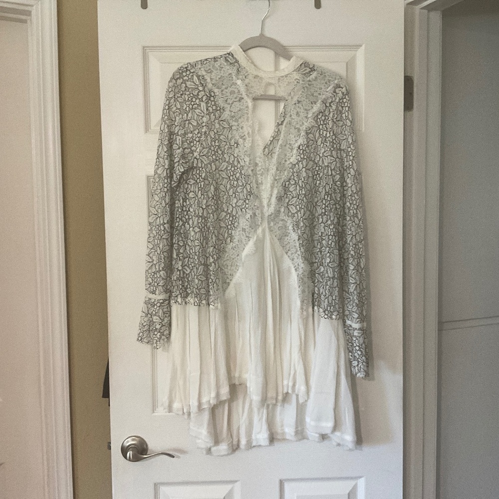 Free People Cream and Black Lace Dress in L